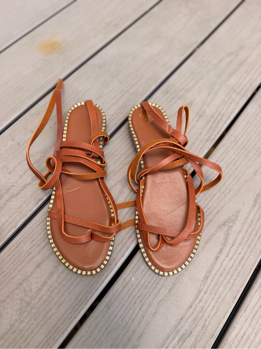 Womens Brown Strappy Lace-Up Glagiatos Sandals EU 41 US 10